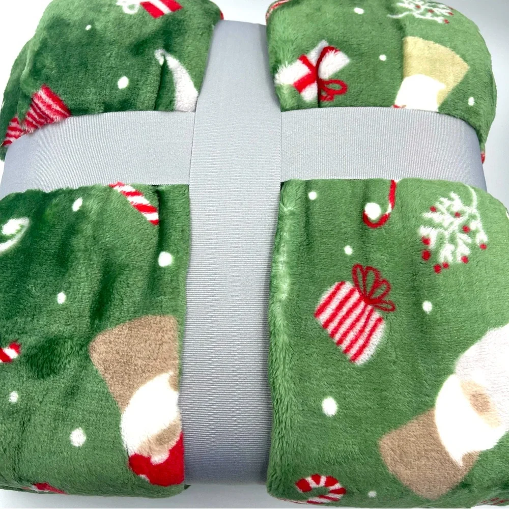 Berkshire Decorative Throw Candy Cane Gnomes NWT